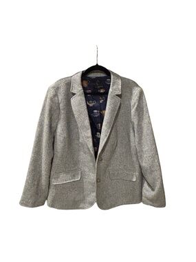 Talbots Wool Blend Blazer - Gray with teapot 🫖 teacup lining 18w wool Aberdeen